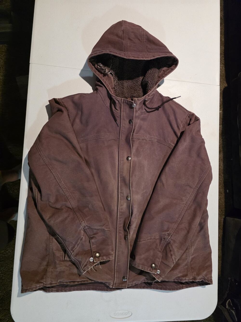 Vintage Carhartt Jacket Women’s XL Purple Plum Wine 100657 515 Hooded Sherpa